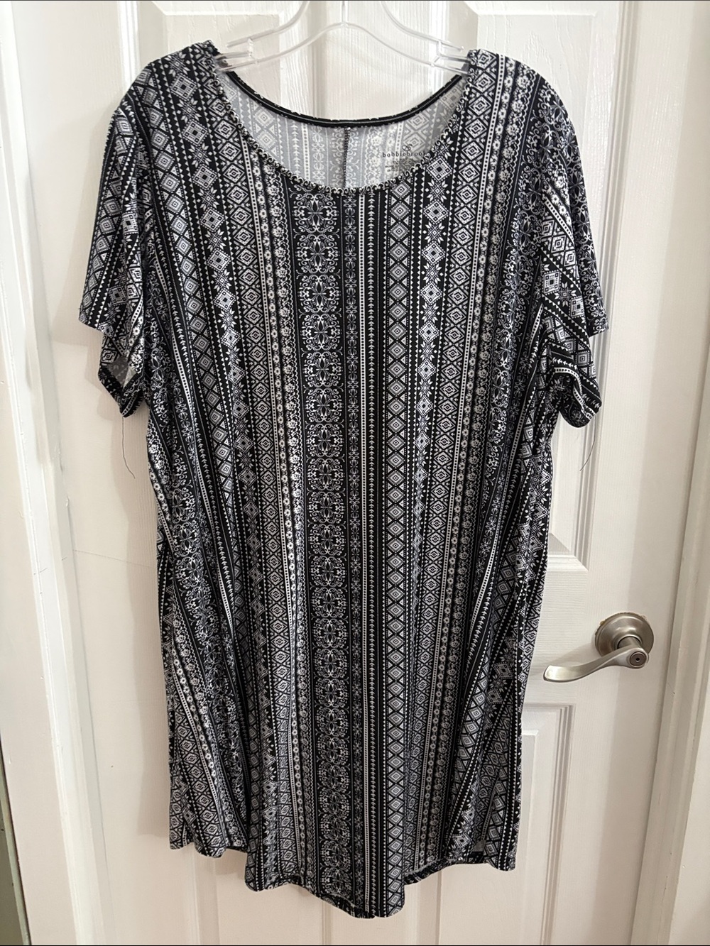 Bobbie Brooks Black & White Striped Geo Midi Dress
